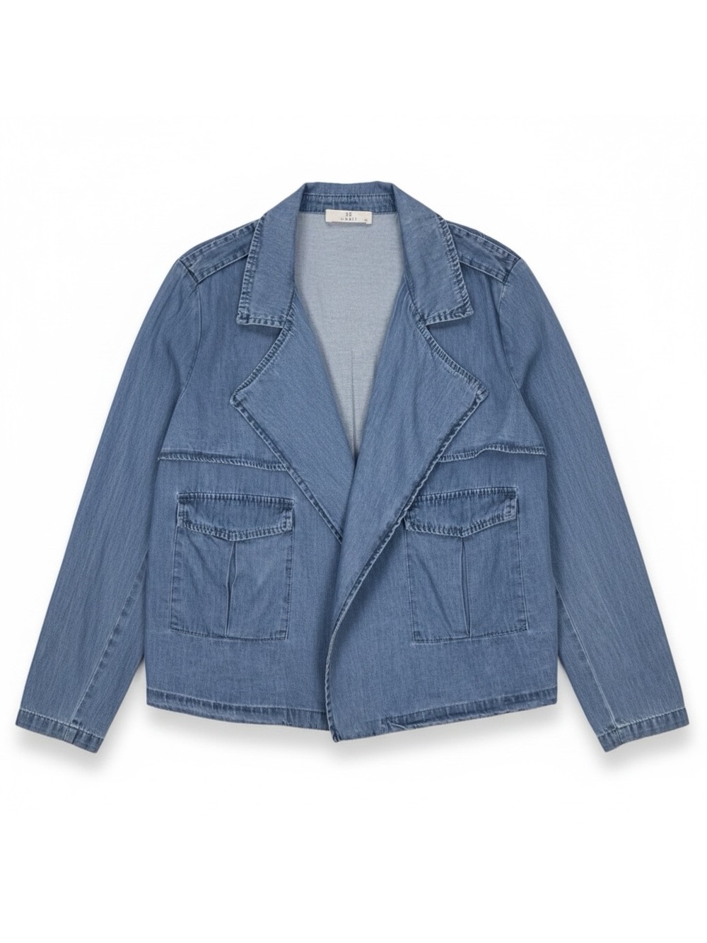 HABIT Women's OPEN FRONT CHAMBRAY Top LONG SLEEVE Blue Size LARGE